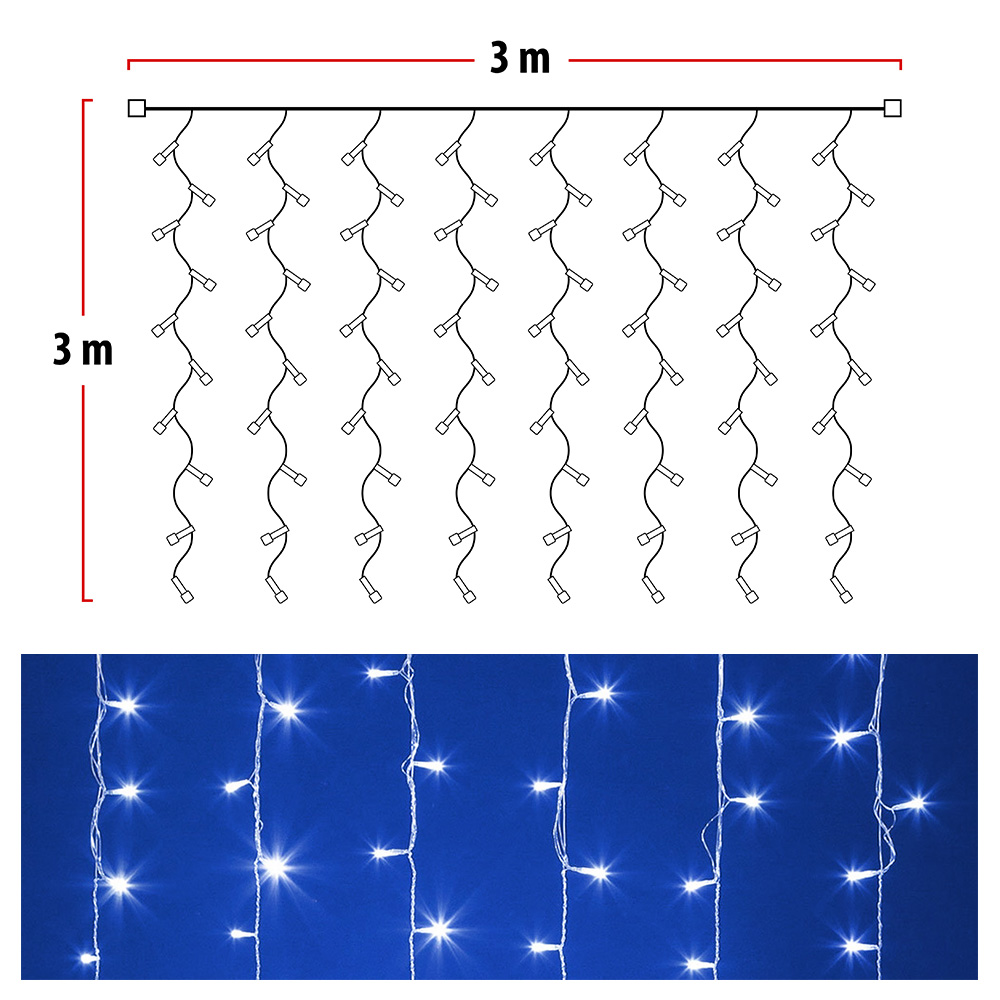 Luces Cascada 3X3 Metros 320 LED Navidad Interior Exterior Azul RF 3X3-320L